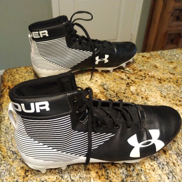 Rare Under Armour Football Cleats Hammer Cleats Mens US 12 1289774-011 Black EUC - Picture 1 of 12